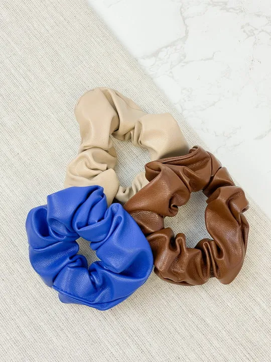 Faux Leather Hair Scrunchies - Choice of Color