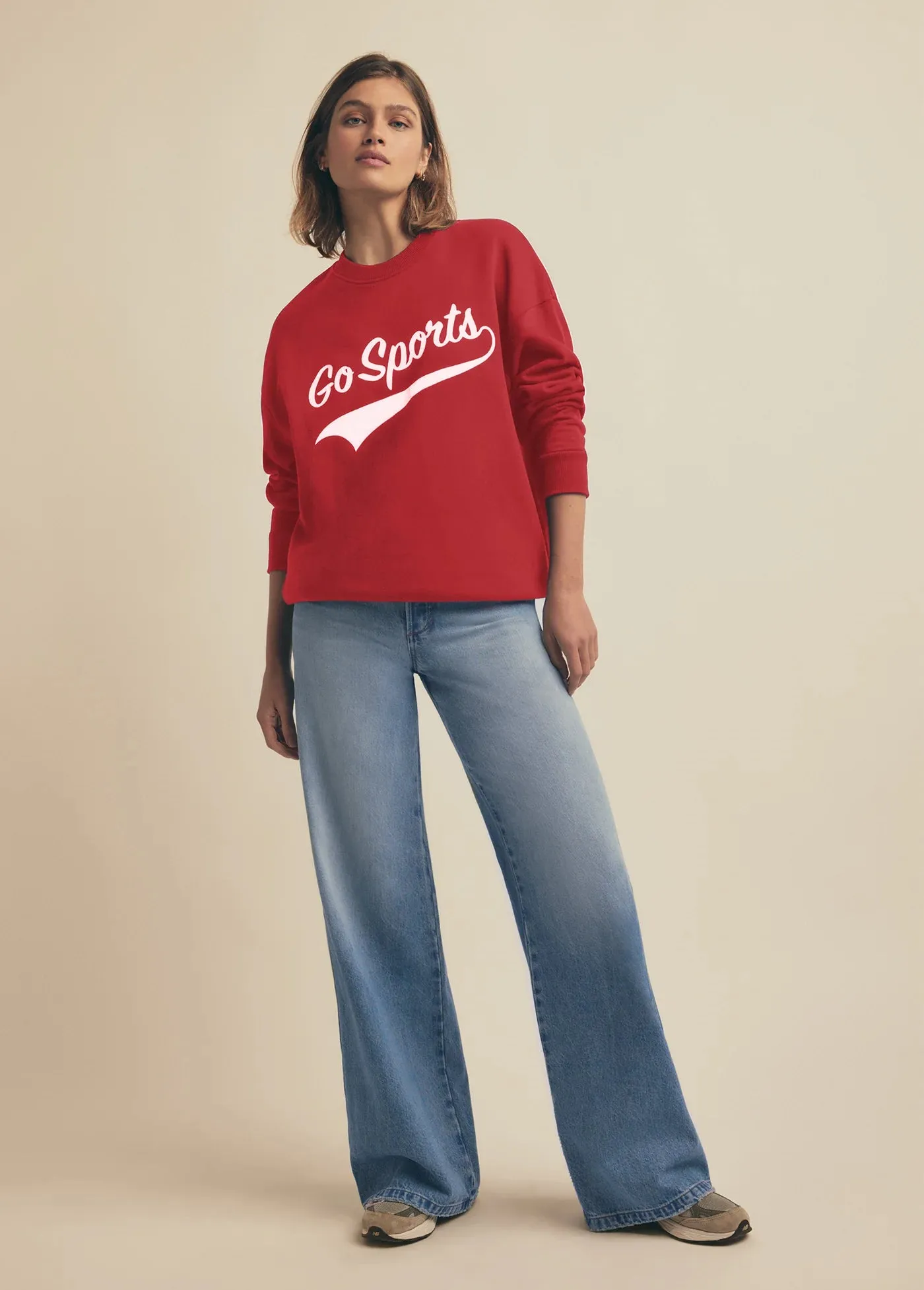 Favorite Daughter Go Sports Sweatshirt Red/White