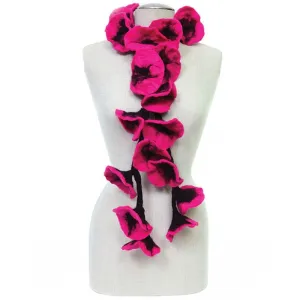 Felted flower scarves- Hot Pink/ Black