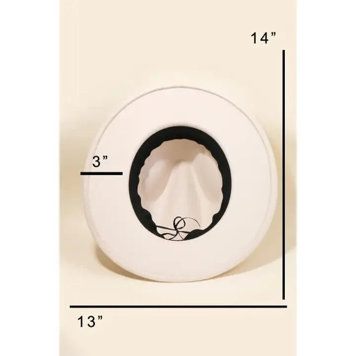 Flat Brim Ribbon Hat In Beige