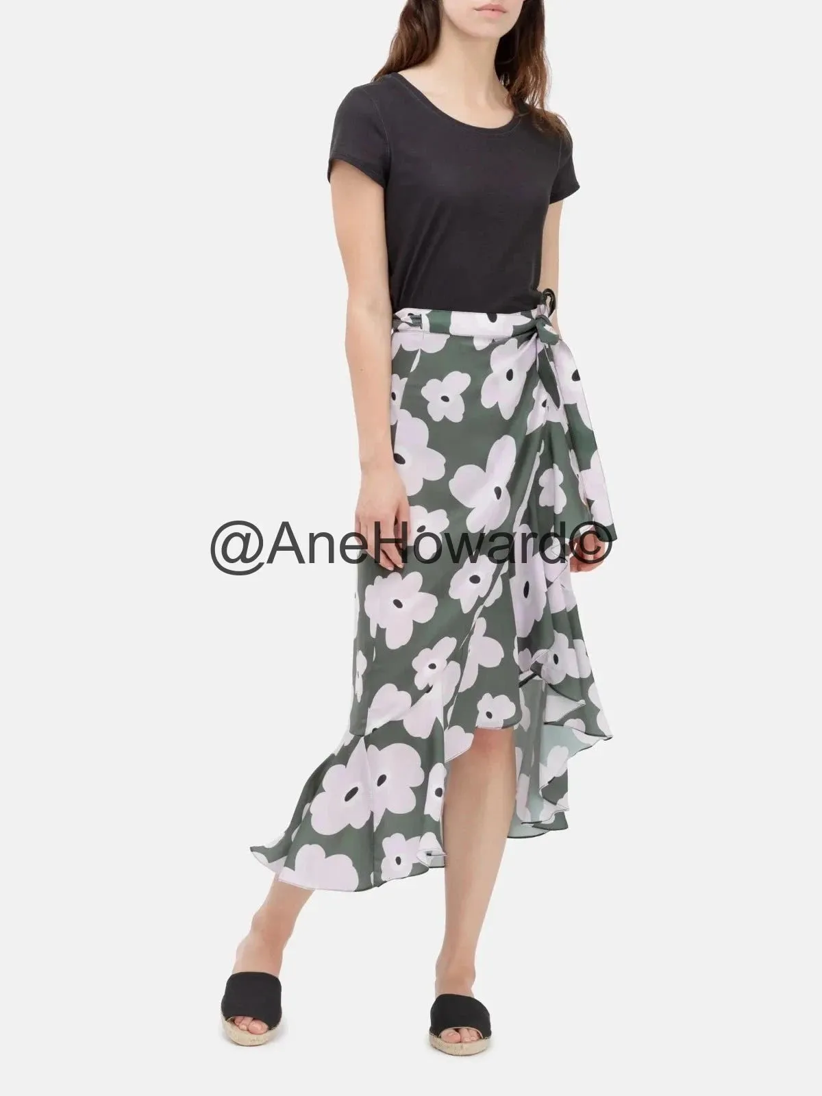 Flounce Maxi Skirt Raindrops