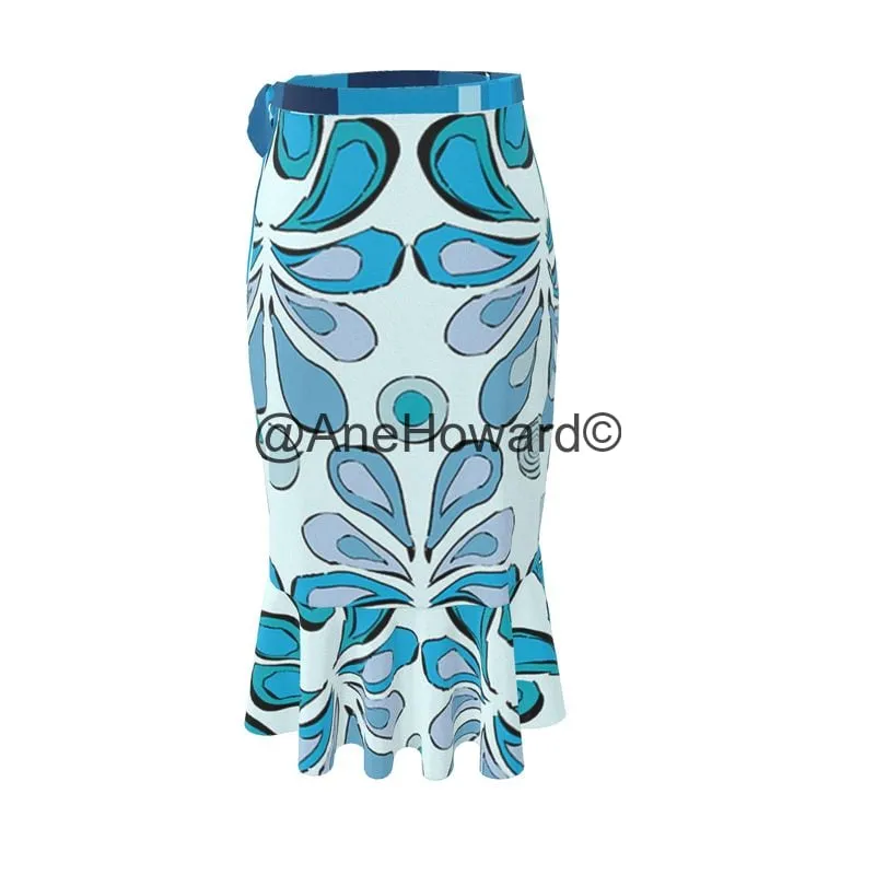 Flounce Maxi Skirt Raindrops