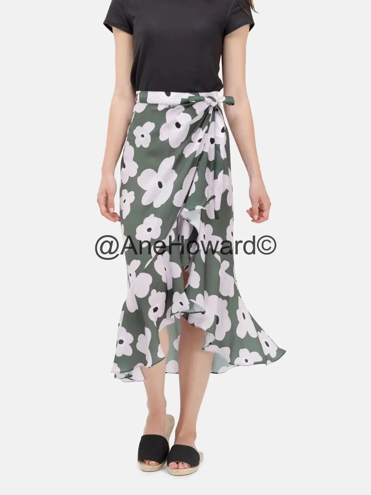 Flounce Maxi Skirt Raindrops