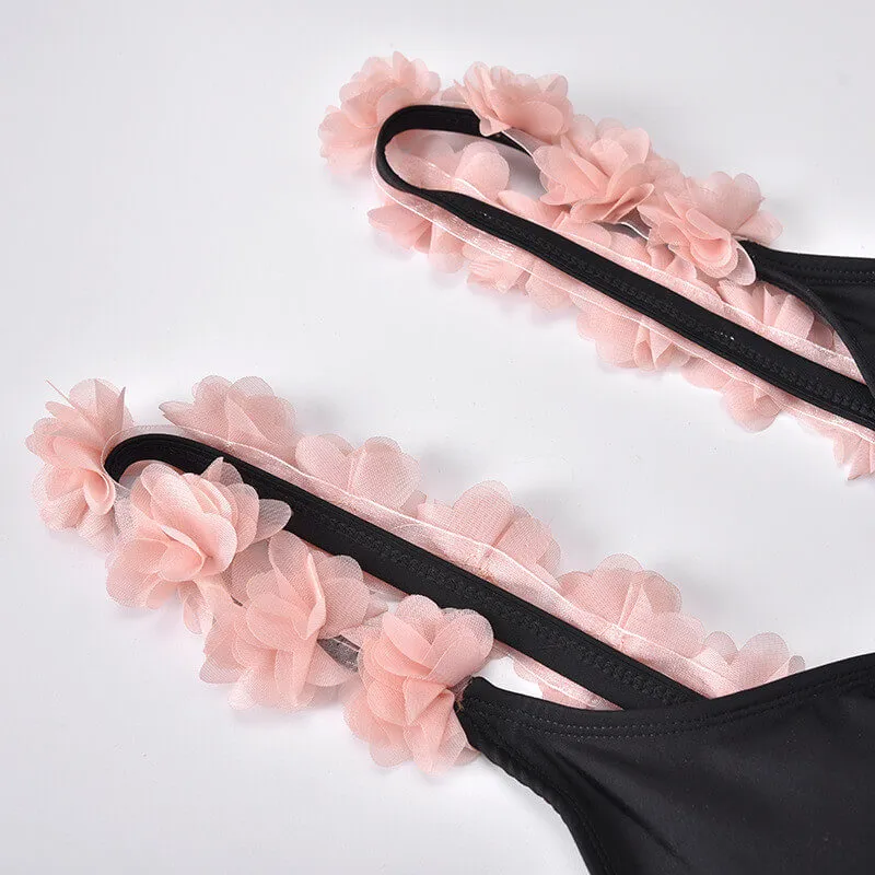 Flower Spaghetti Strap One-Piece Swimsuit