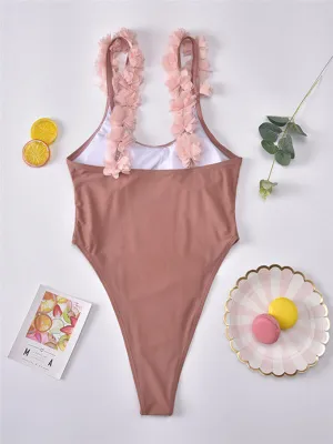 Flower Spaghetti Strap One-Piece Swimsuit