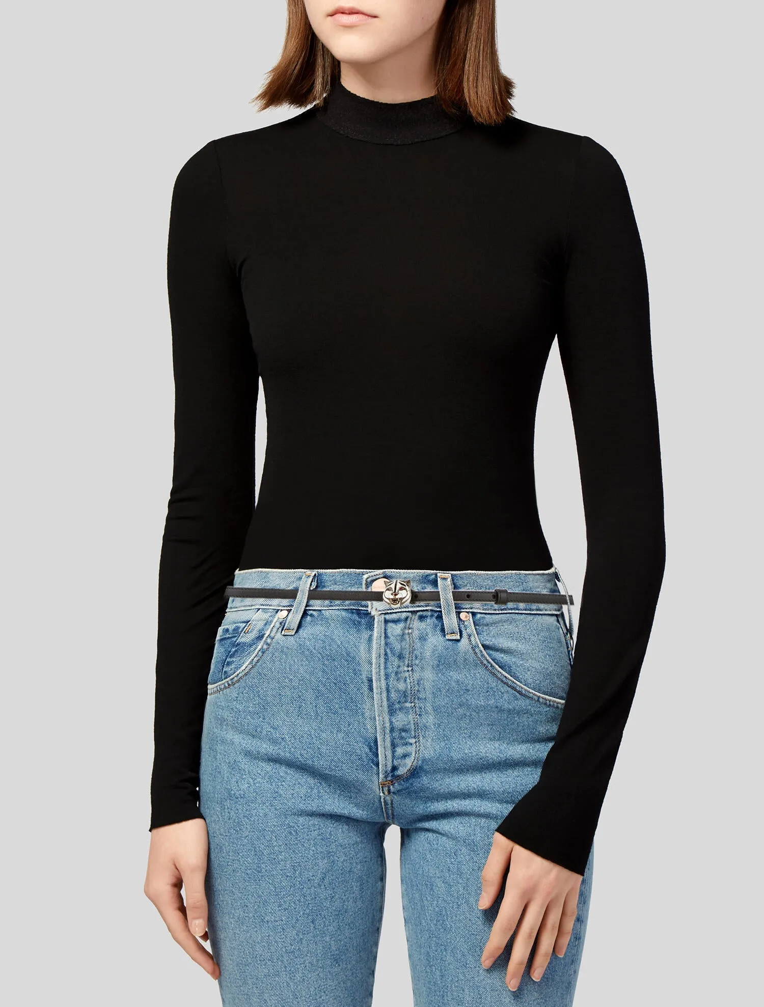 Gucci Ceramic Tiger Clasp Belt in Black