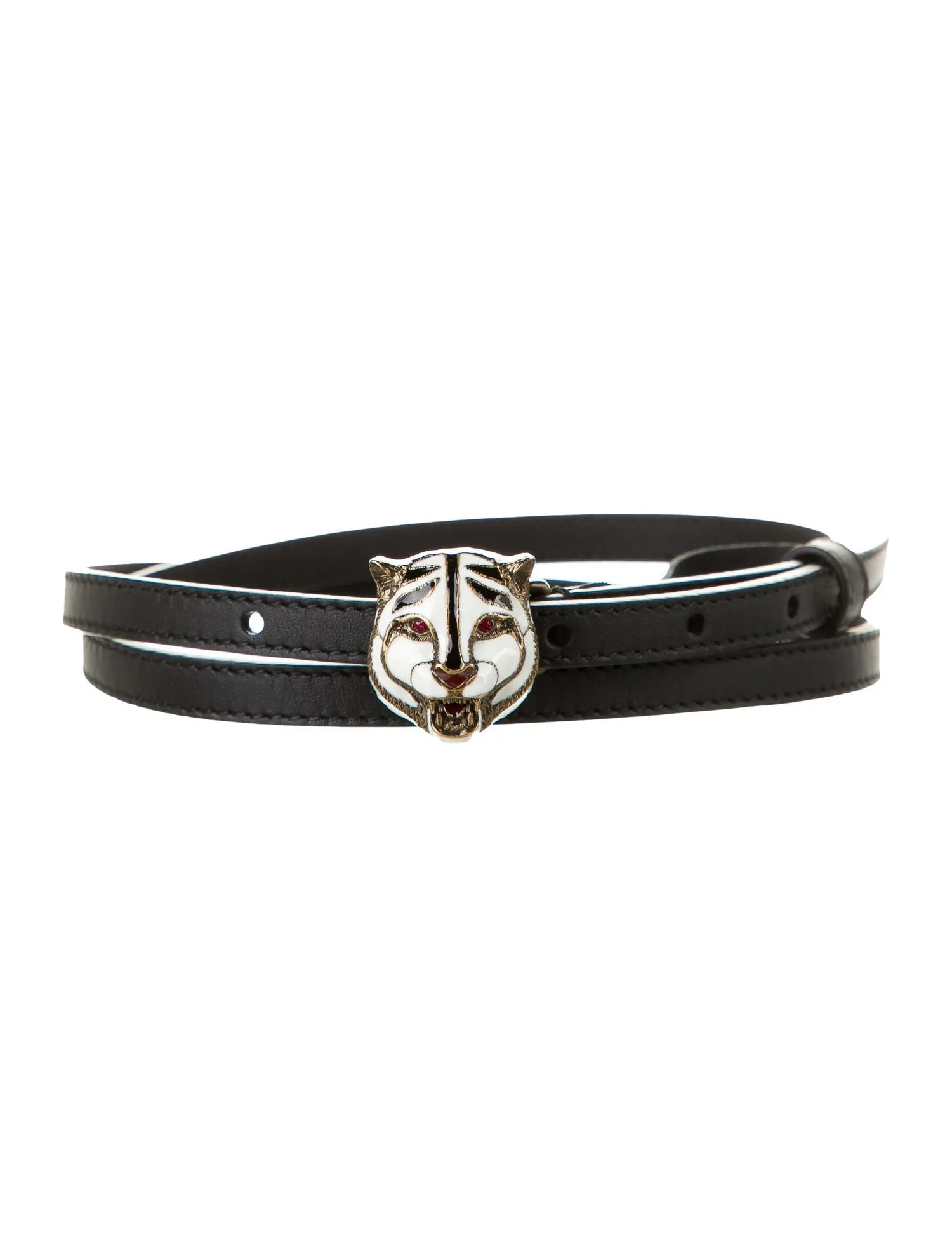 Gucci Ceramic Tiger Clasp Belt in Black
