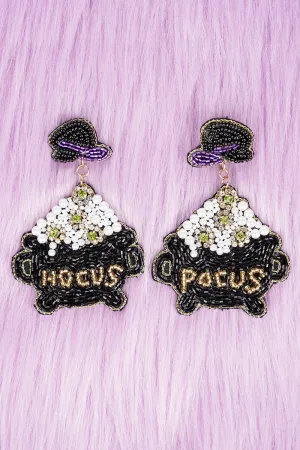 Halloween Black Hocus Pocus Seed Bead Earrings
