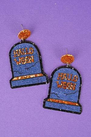 Halloween Tombstone Glitter Earrings