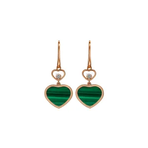 Happy Hearts Ethical Rose Gold Malachite & Diamond Earrings