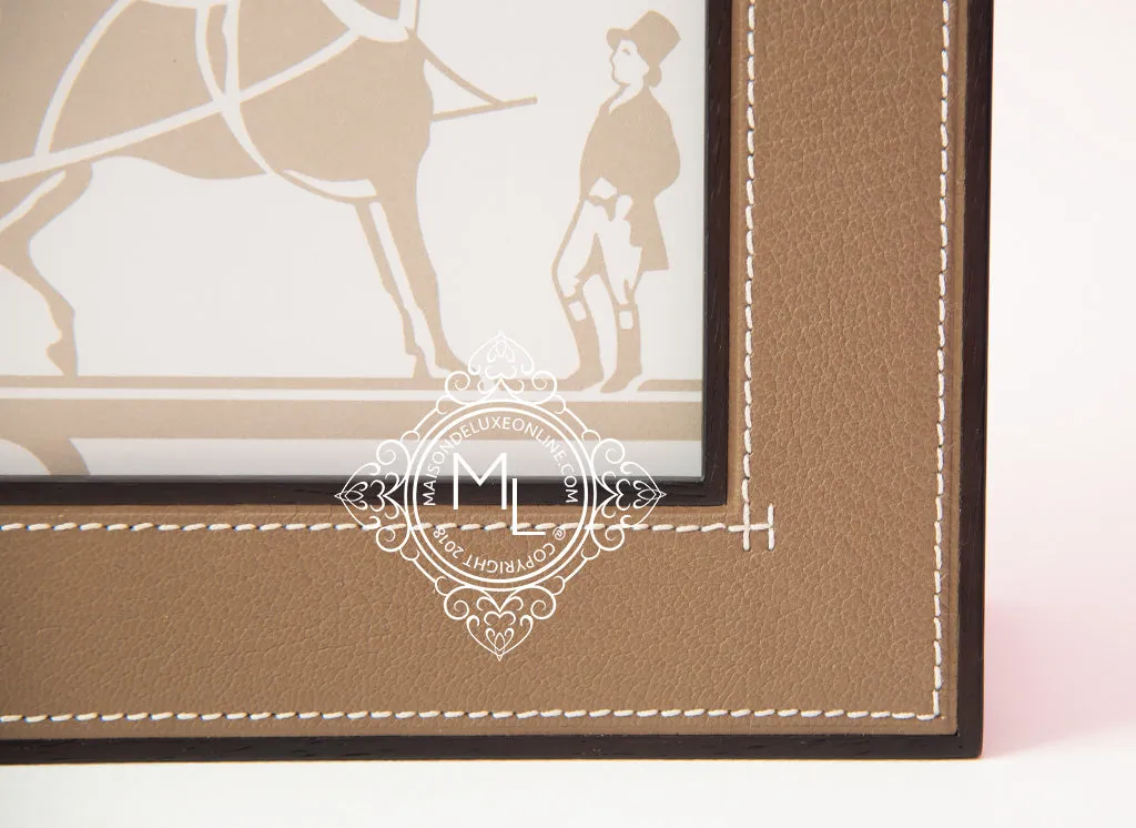 Hermes Classic Pleiade Etoupe Leather Photo Frame