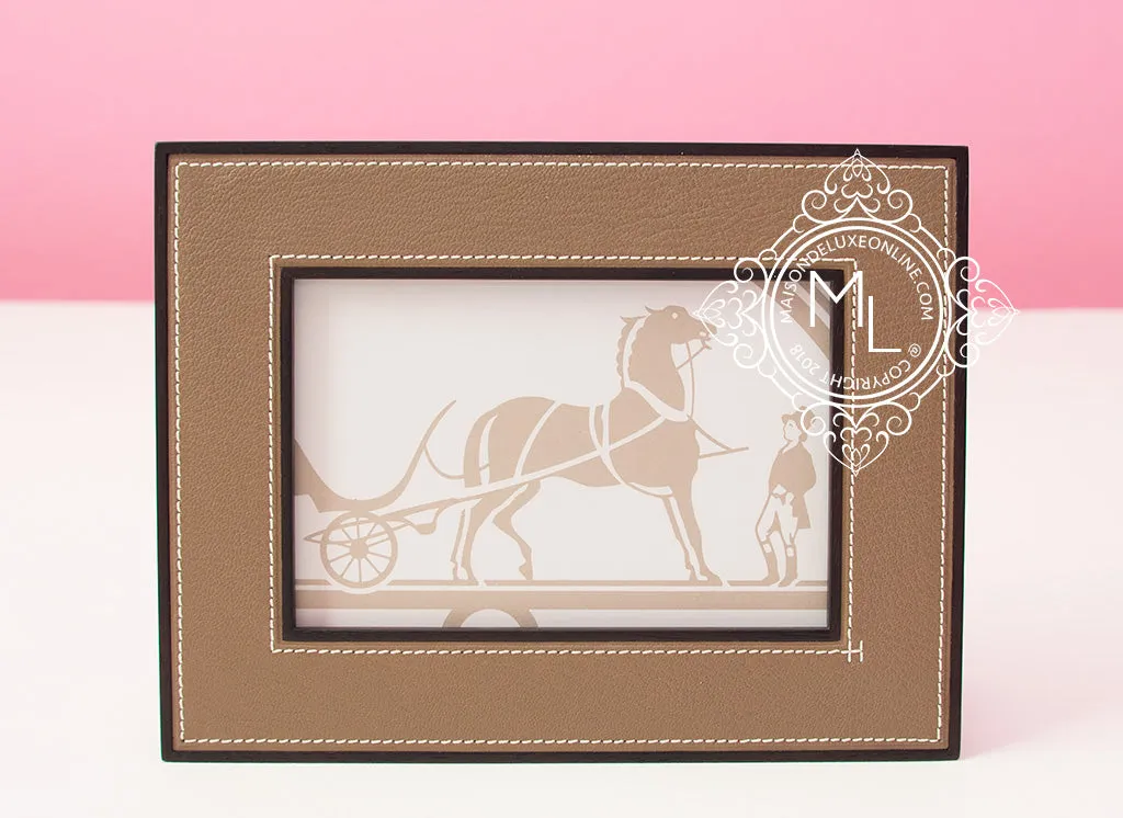 Hermes Classic Pleiade Etoupe Leather Photo Frame