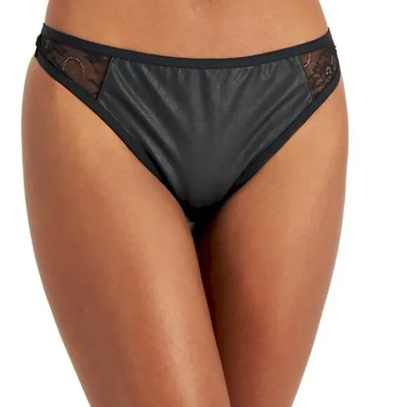 International Concepts Faux Leather Bustier and Thong Panty Set Large New NWT