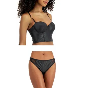 International Concepts Faux Leather Bustier and Thong Panty Set Large New NWT