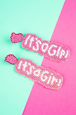 It's A Girl Gender Reveal Ribbon Earrings