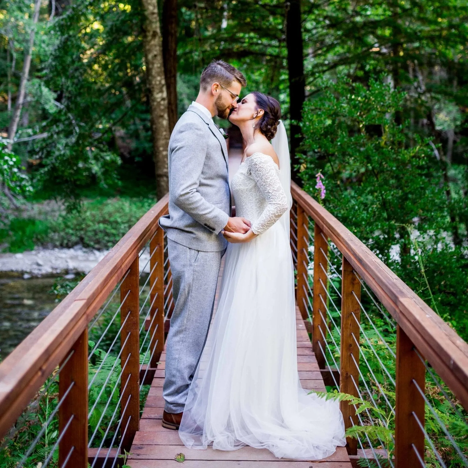 Ivory Off-The-Shoulder Lace & Tulle Train Dress #1162