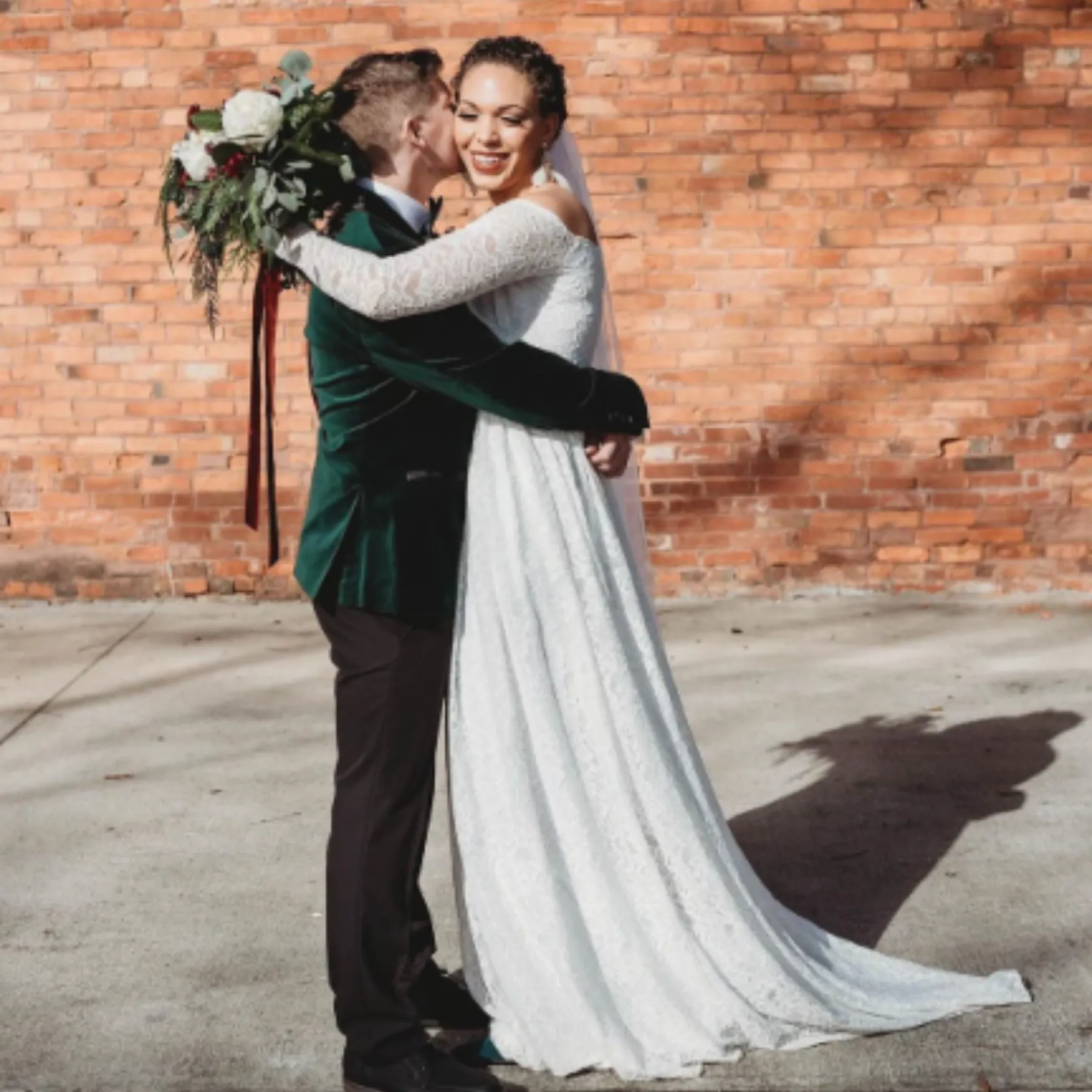 Ivory off the shoulder wrap wedding dress with pockets  #1306