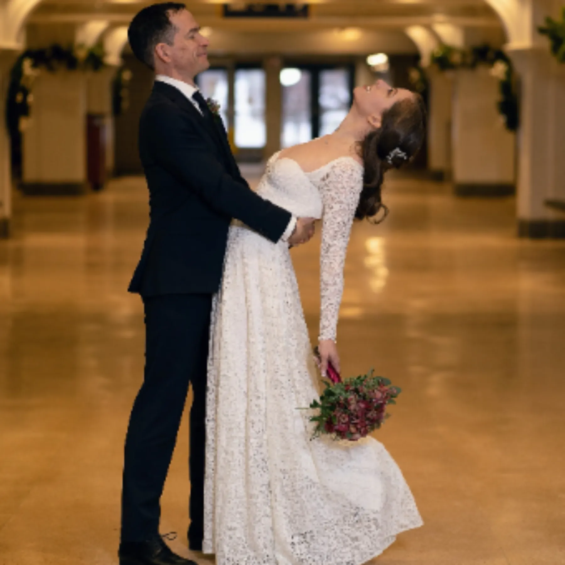 Ivory Sweetheart Lace Wedding Dress with Long Sleeves #1361