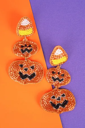 Jack Of All Treats Orange Seed Bead Earrings