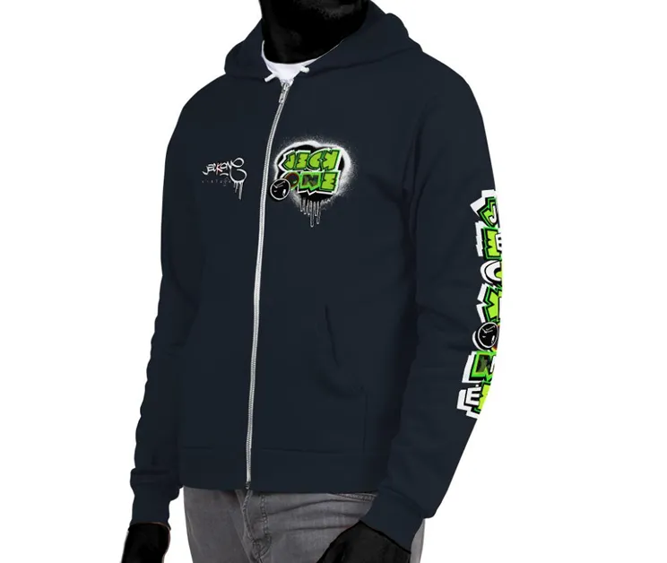 JECKONE FLAV$ vintage (greenNeonCamoDrip) -ZipUpHoodie