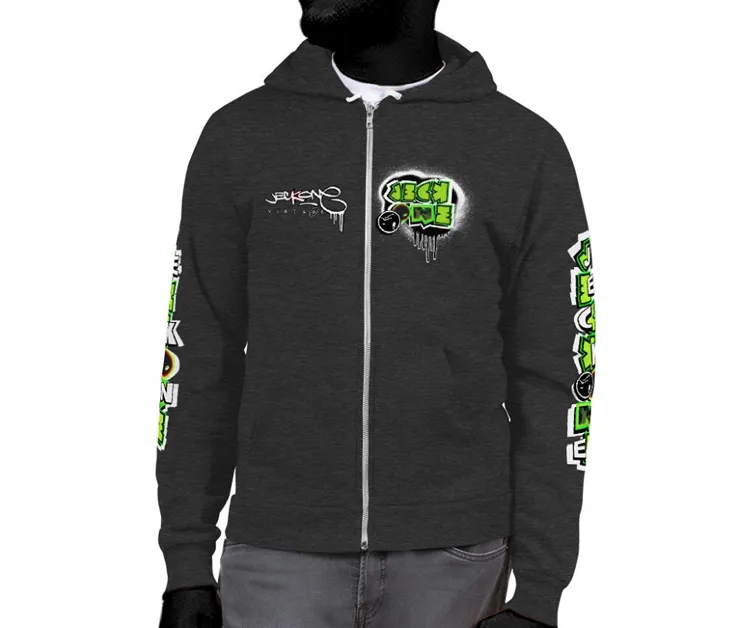 JECKONE FLAV$ vintage (greenNeonCamoDrip) -ZipUpHoodie