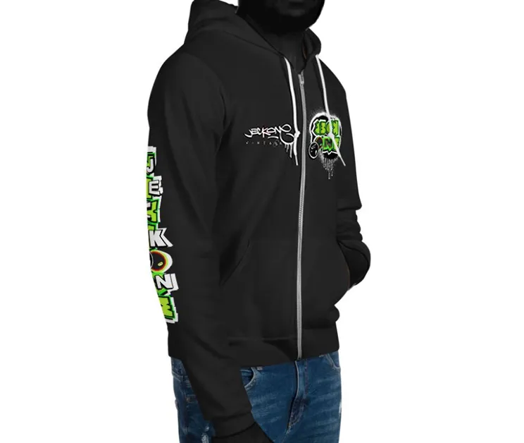 JECKONE FLAV$ vintage (greenNeonCamoDrip) -ZipUpHoodie