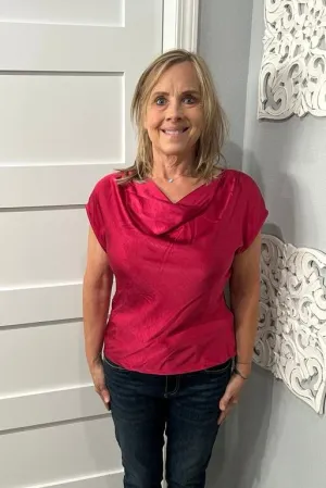June Satin Cowl Neck