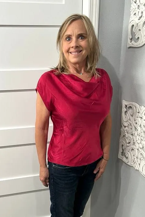 June Satin Cowl Neck