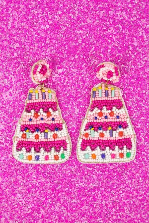 Just Have The Cake Pink Seed Bead Earrings