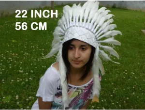 K08 SALE - For grown-up children: White Headdress / Size 22 inch with adjutable elastic band