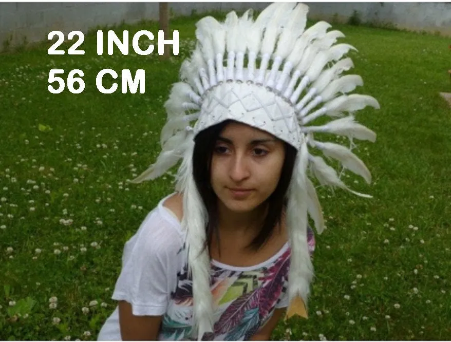 K08 SALE - For grown-up children: White Headdress / Size 22 inch with adjutable elastic band