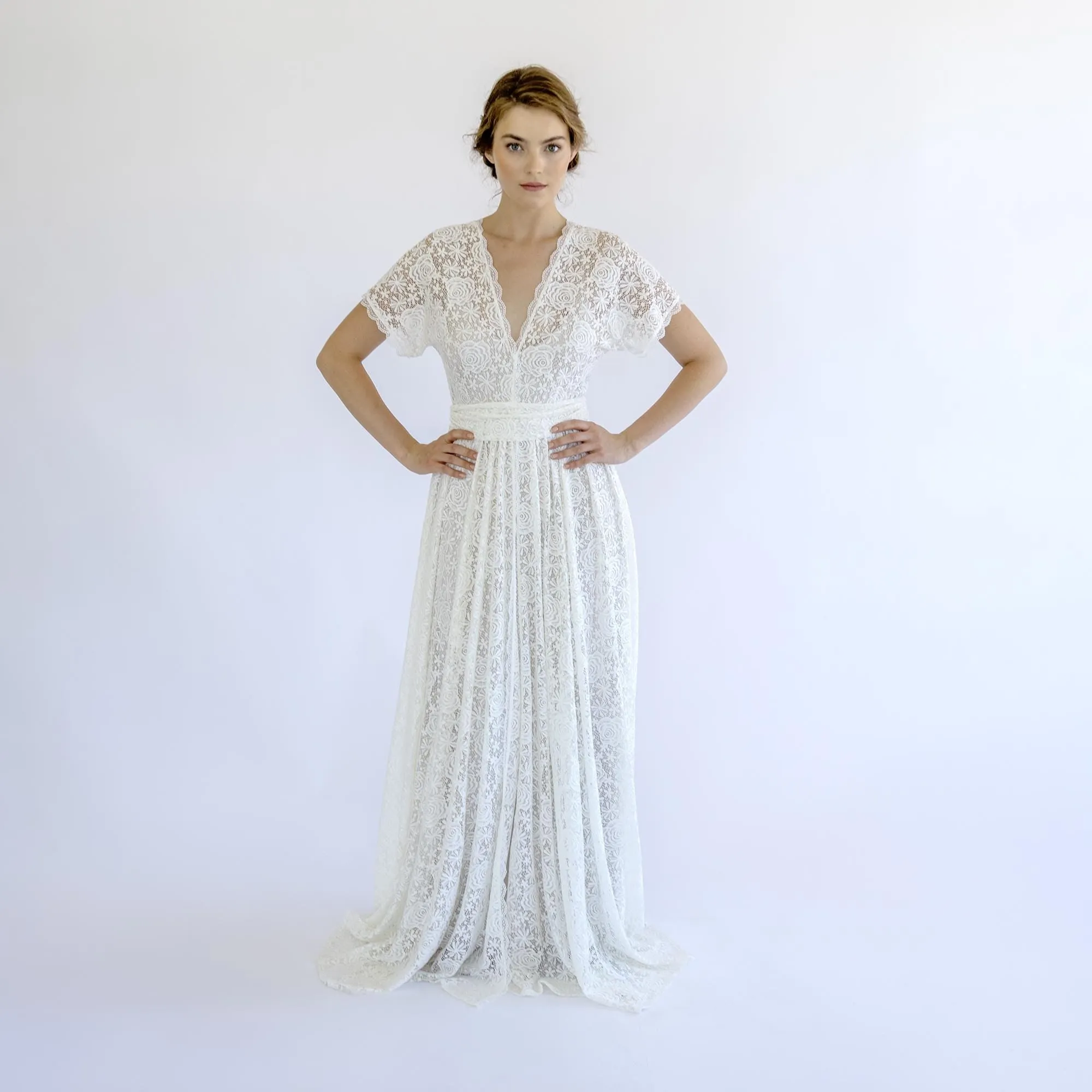 Lace Boho Wedding Dress #1501