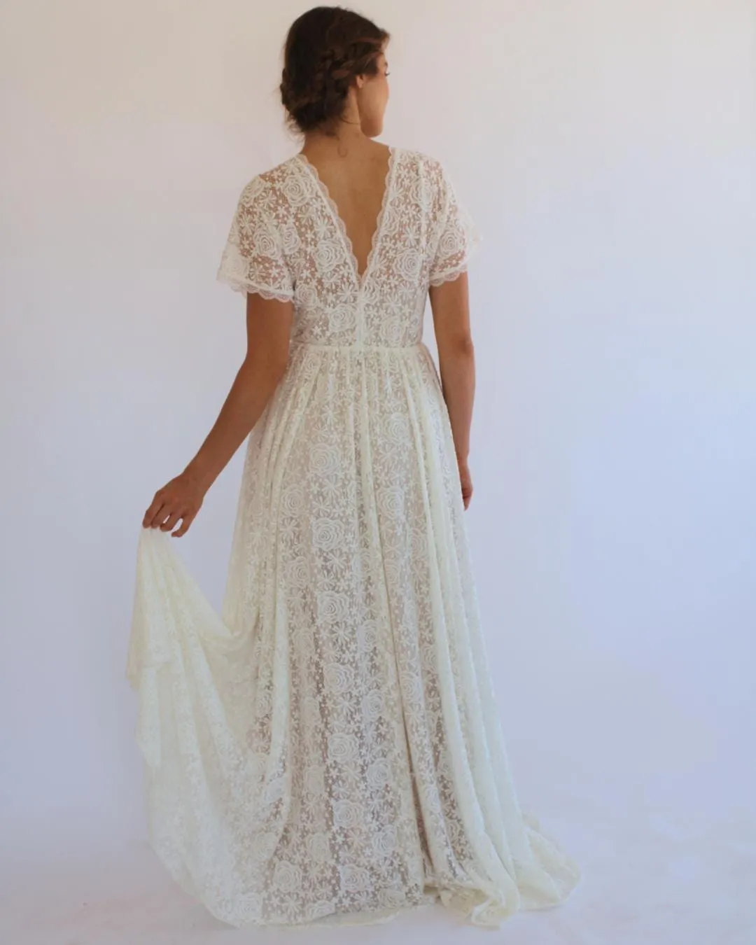 Lace Boho Wedding Dress #1501