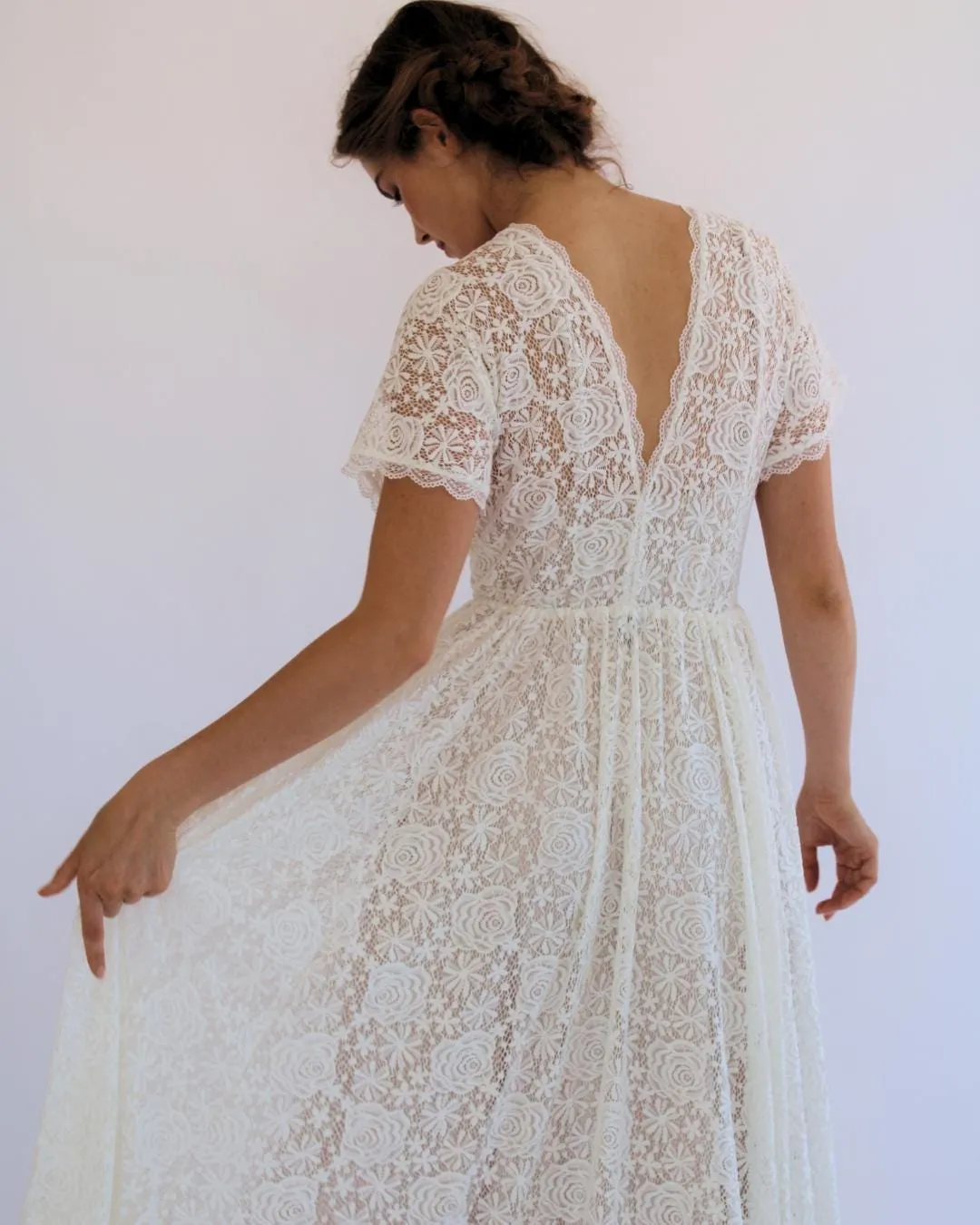 Lace Boho Wedding Dress #1501