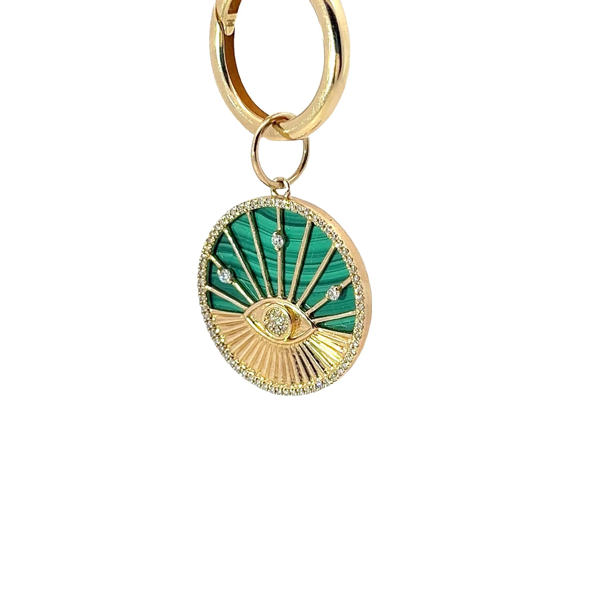 Ladies 14k Yellow Gold Malachite and Diamond Necklace
