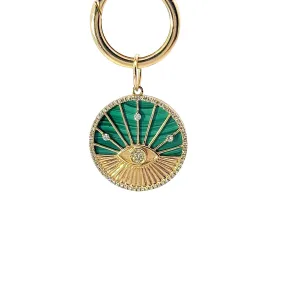 Ladies 14k Yellow Gold Malachite and Diamond Necklace