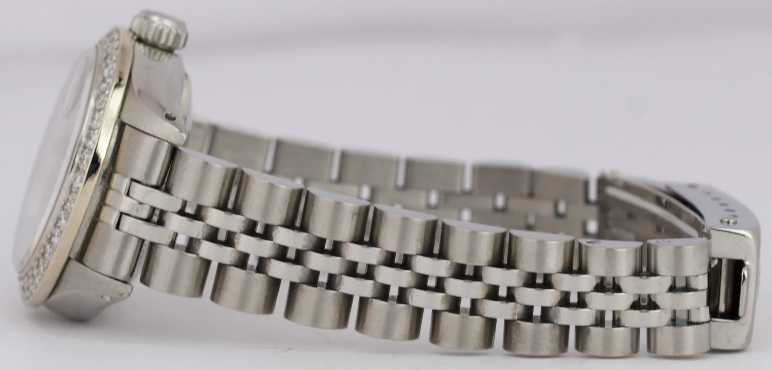 Ladies Rolex DateJust 26mm RHODIUM DIAMOND Stainless Steel JUBILEE Watch 6916