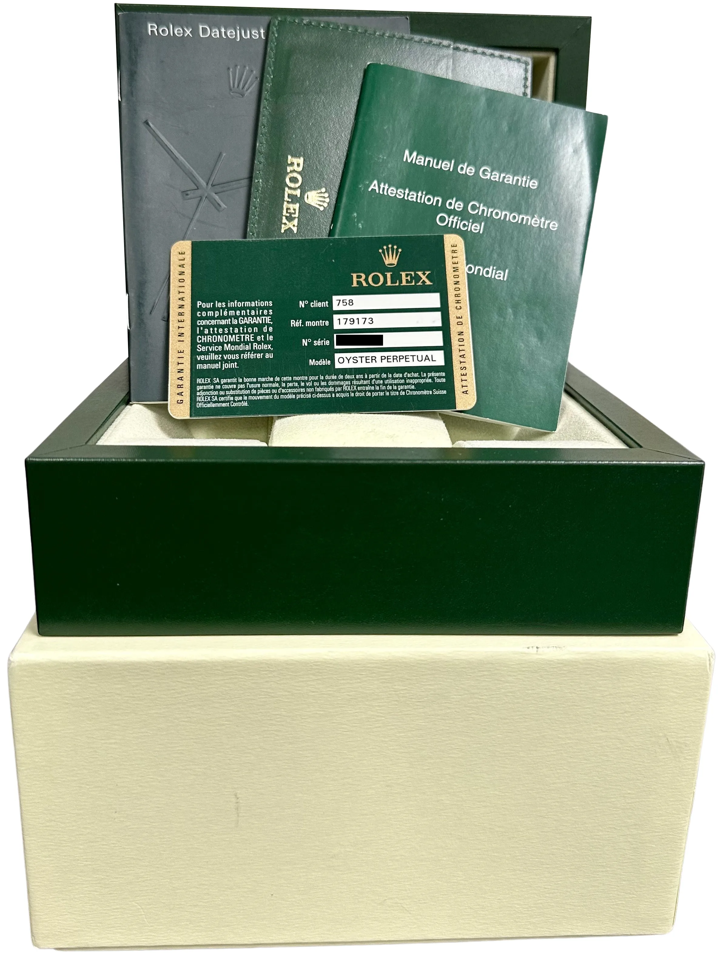 Ladies Rolex DateJust PAPERS Silver Diamond Dial Two-Tone 26mm Watch 179173 B P