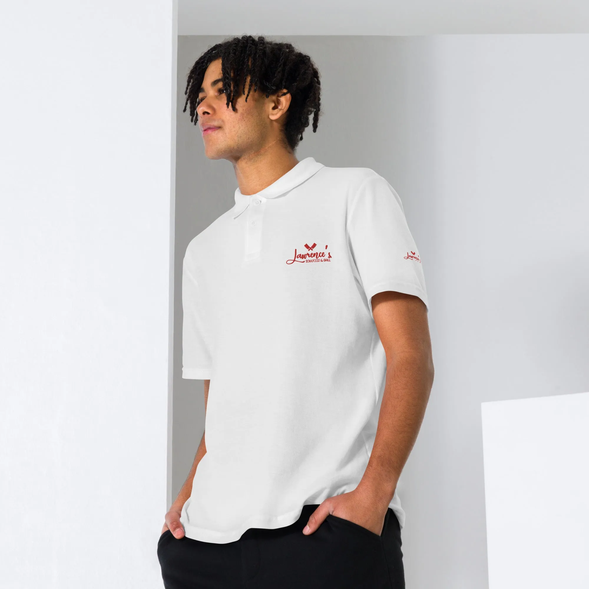 Lawrence's Unisex pique polo shirt
