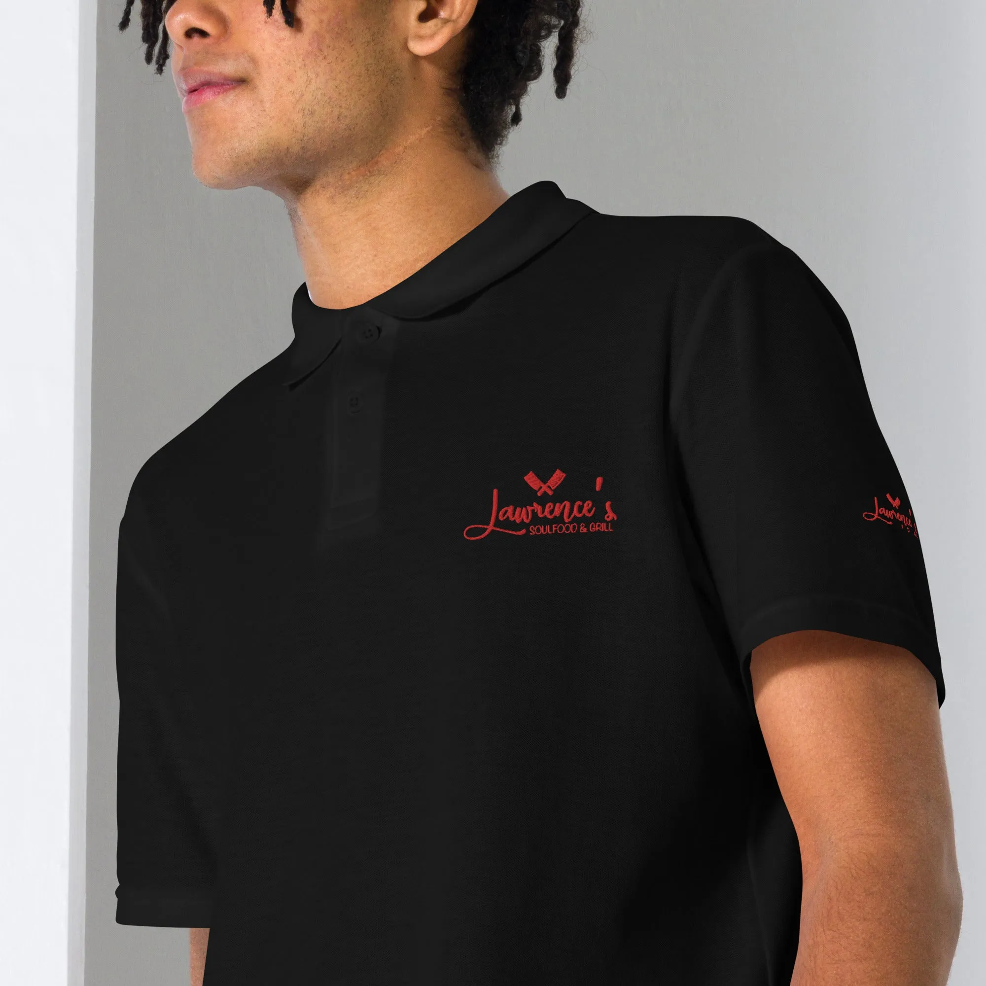Lawrence's Unisex pique polo shirt