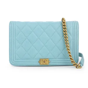 Le Boy Wallet On Chain WOC in Tiffany Blue Caviar