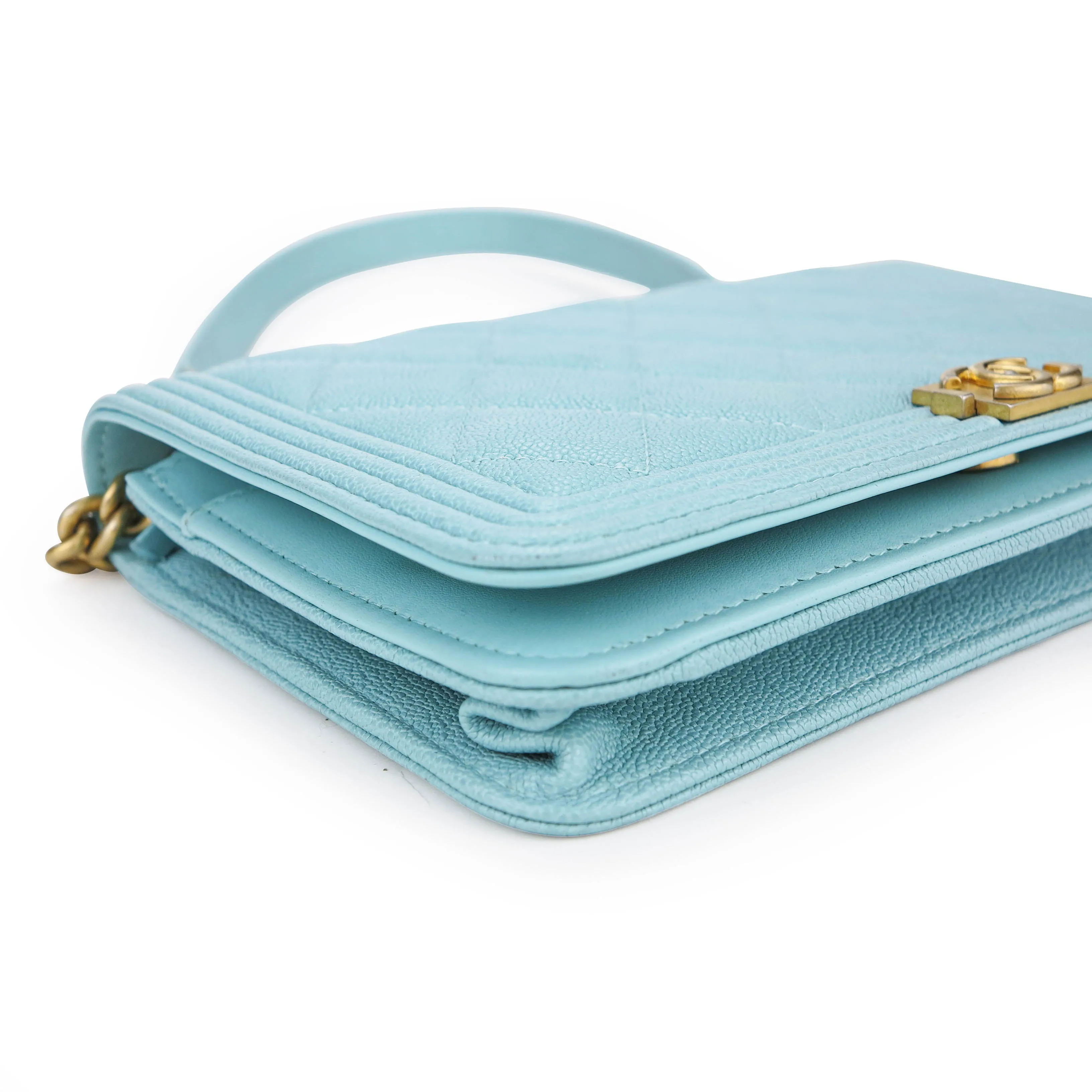 Le Boy Wallet On Chain WOC in Tiffany Blue Caviar