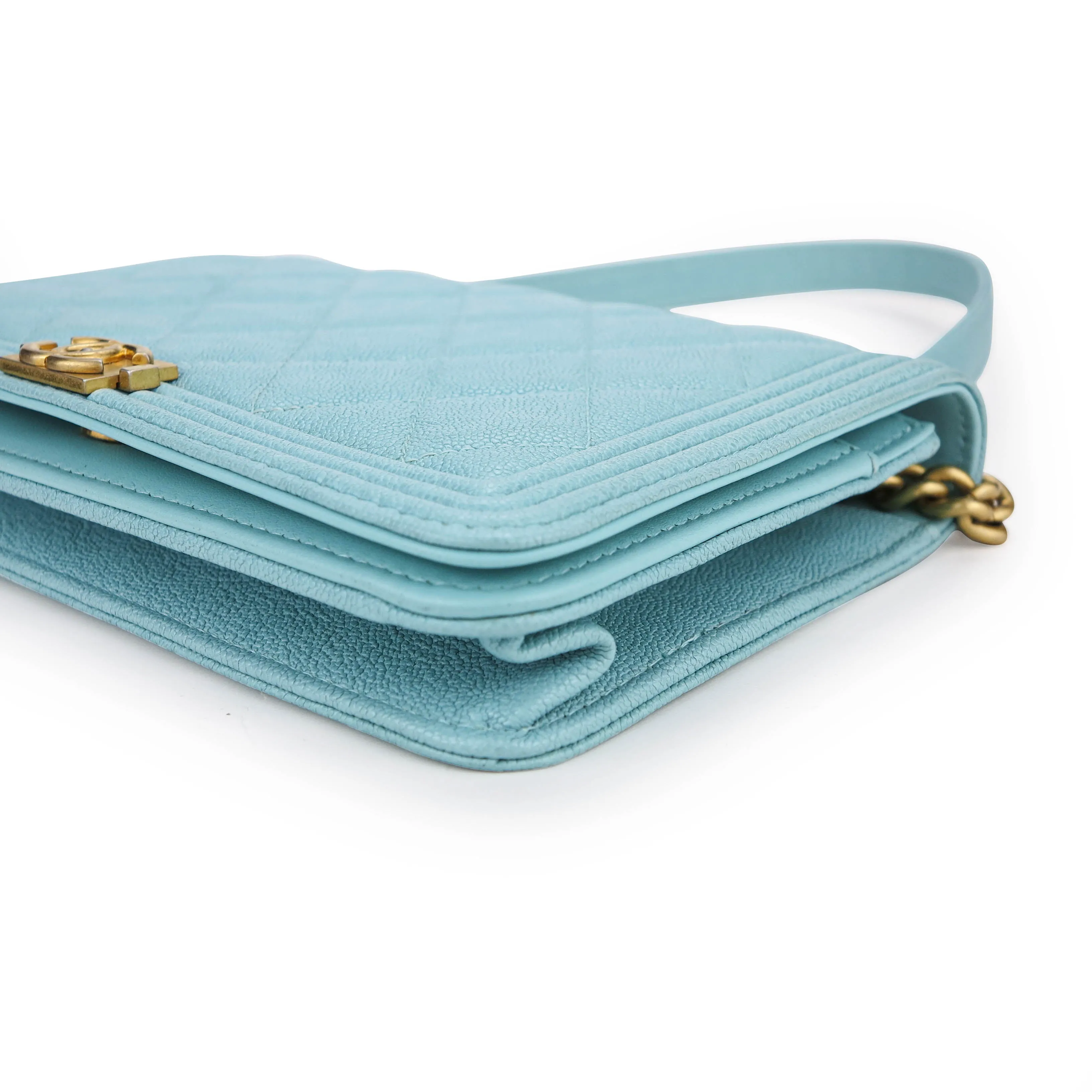 Le Boy Wallet On Chain WOC in Tiffany Blue Caviar