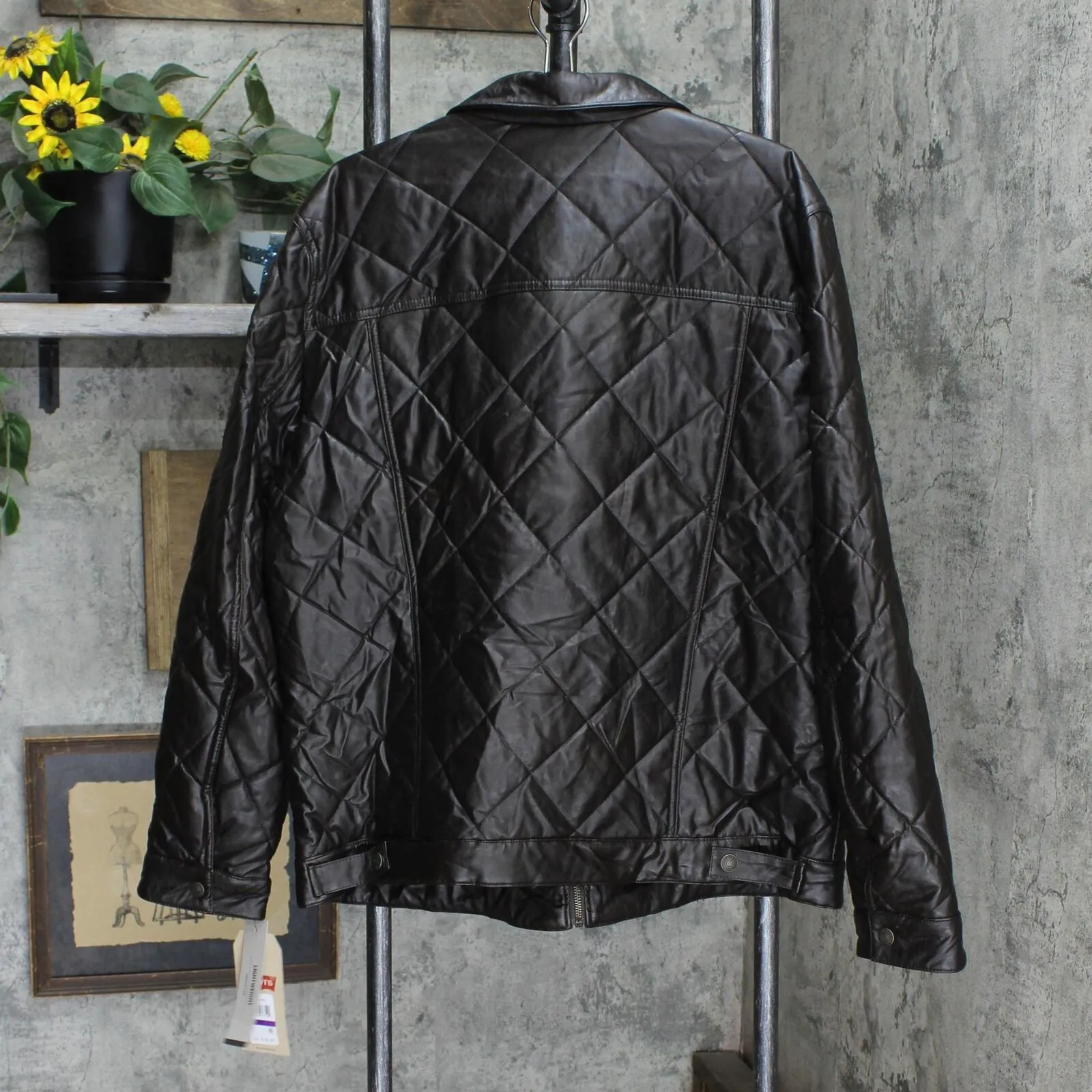 Levi's Men's Faux Leather Quilted Trucker Jacket