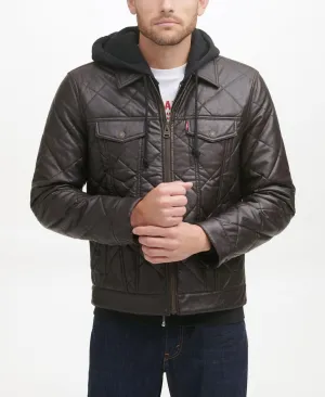 Levi's Men's Faux Leather Quilted Trucker Jacket