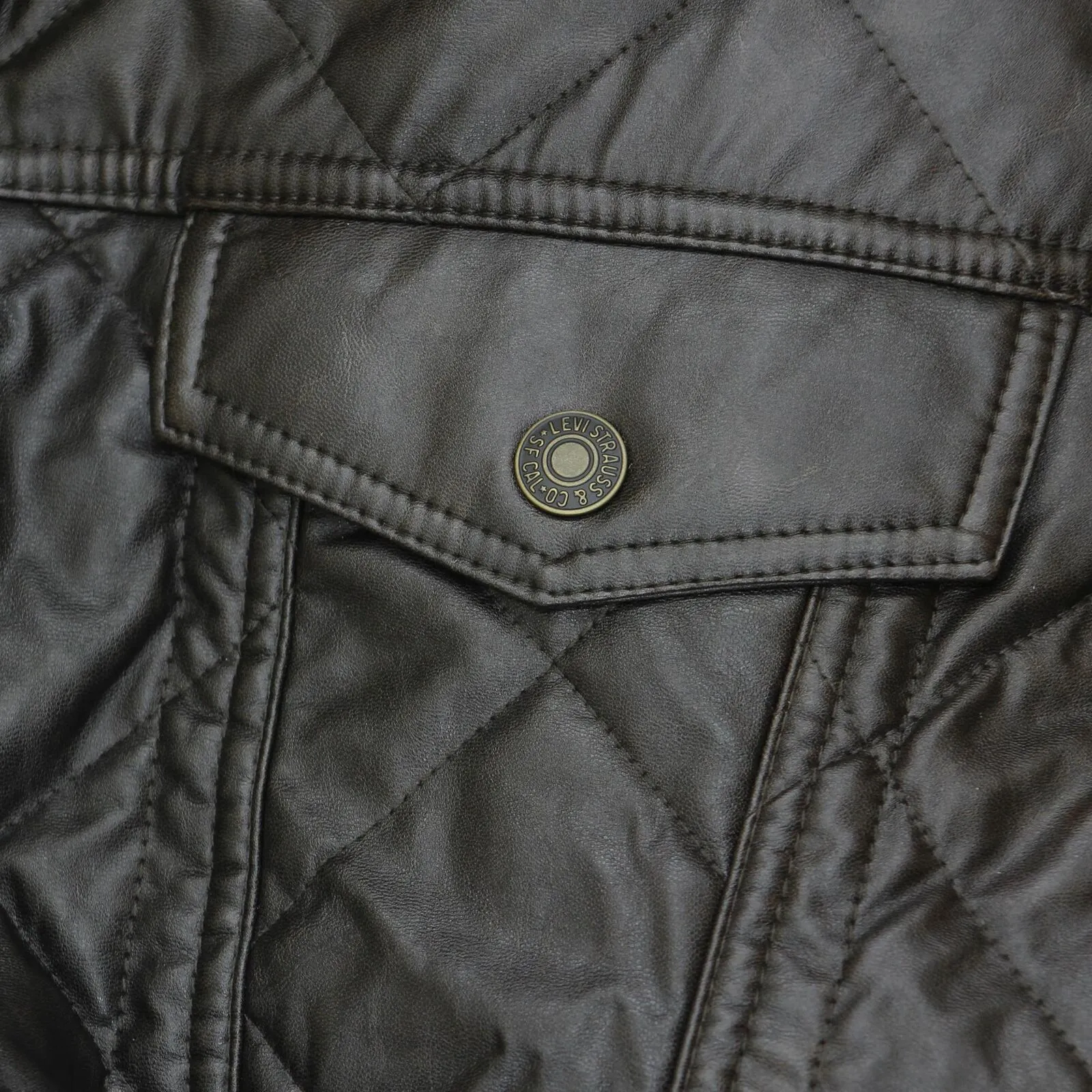 Levi's Men's Faux Leather Quilted Trucker Jacket