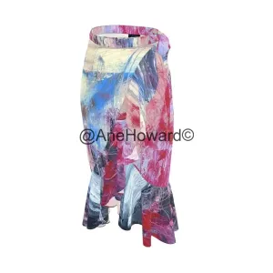 Long Flounce Skirt Abstract Sailing