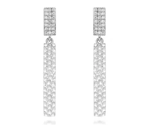 Long Rectangle Hammered Crystal Earrings