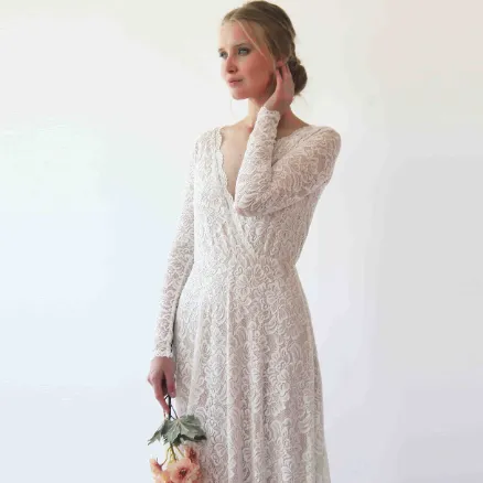 Long Sleeves lace wedding dress  #1258