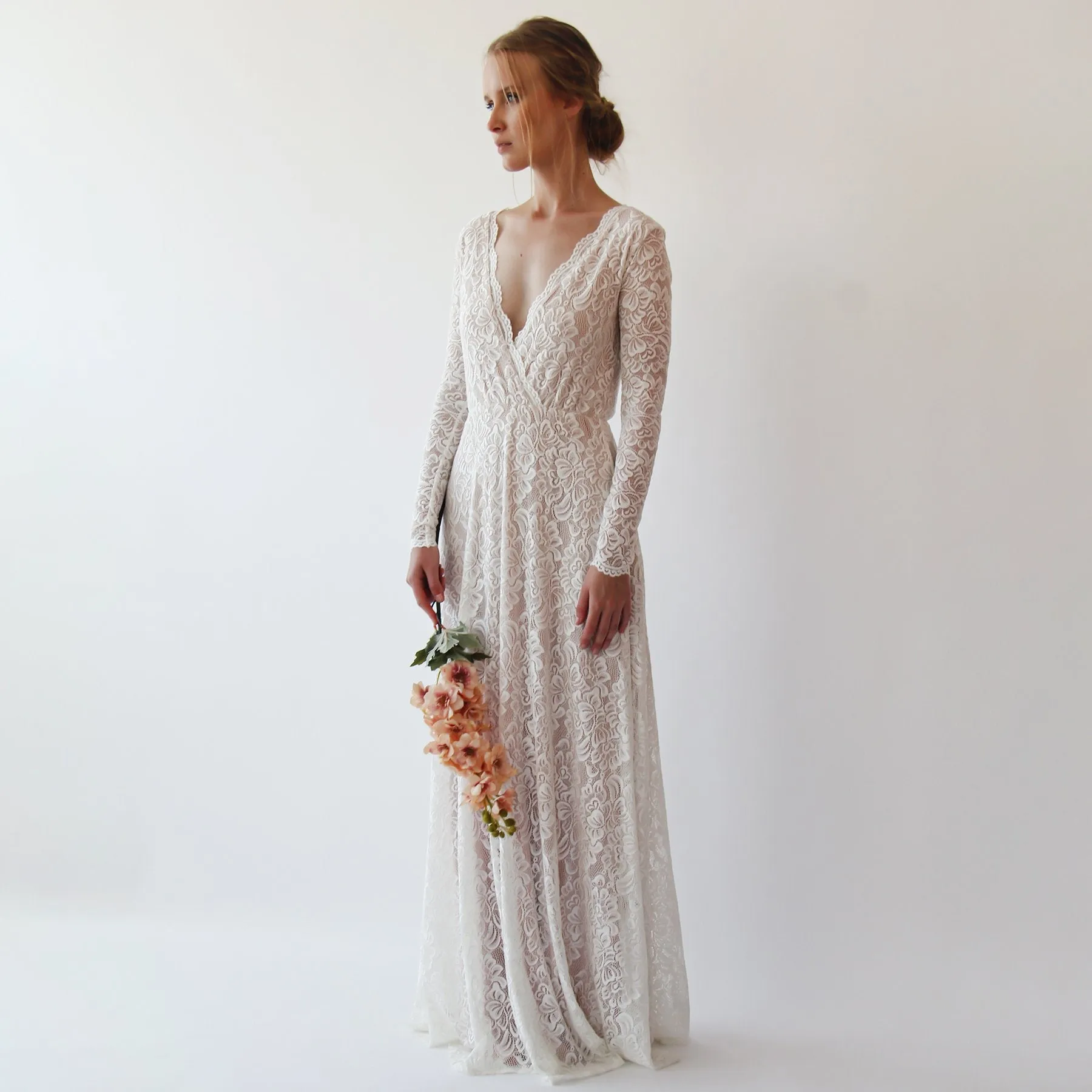 Long Sleeves lace wedding dress  #1258